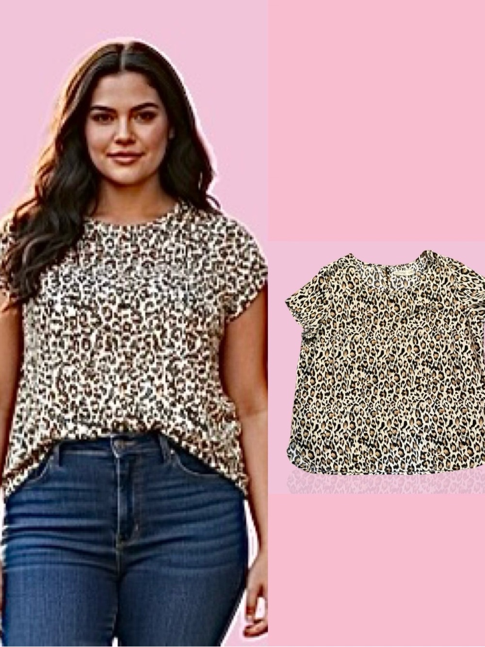 Faded Glory Leopard Print Short Sleeve Tee in Neutral Tones